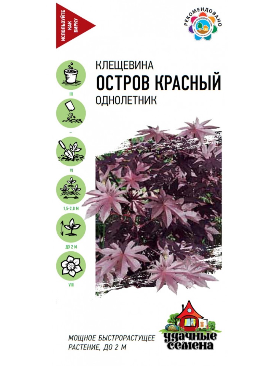 

Семена Удачные семена Клещевина Остров Красный 10 упаковок по 5 семян