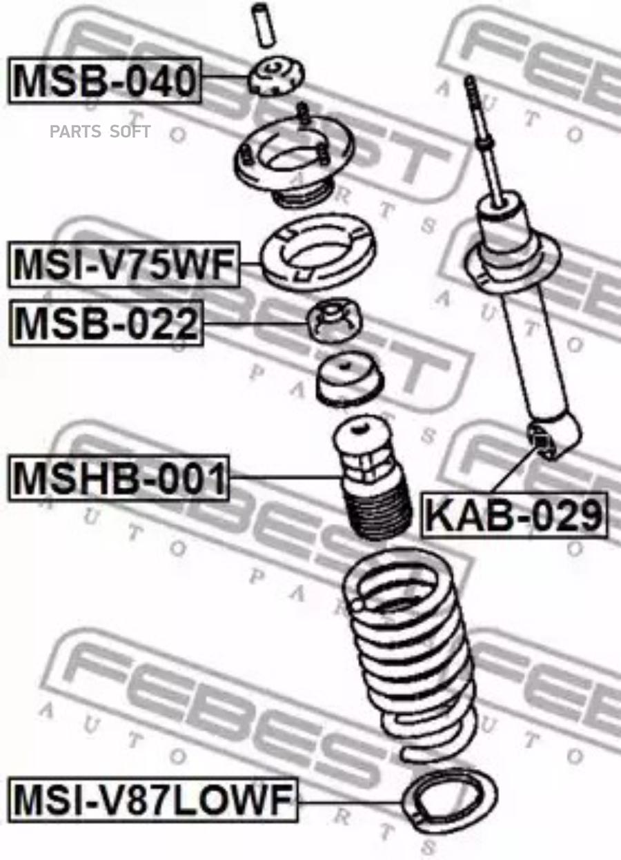 

FEBECT MSIV87LOWF MSI-V87LOWF_проставка пружины нижняя!\ Mitsubishi Pajero 00-06