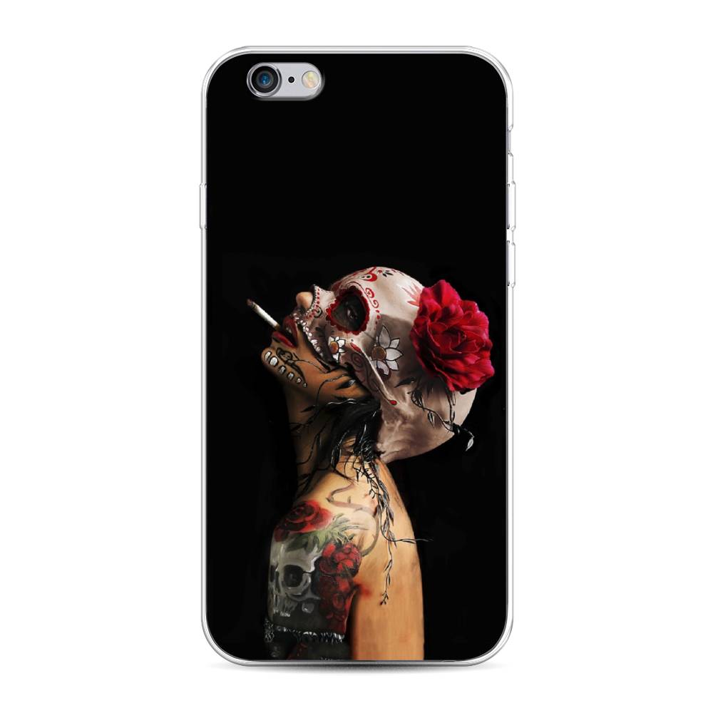 фото Силиконовый чехол "девушка с черепом" на apple iphone 6s awog