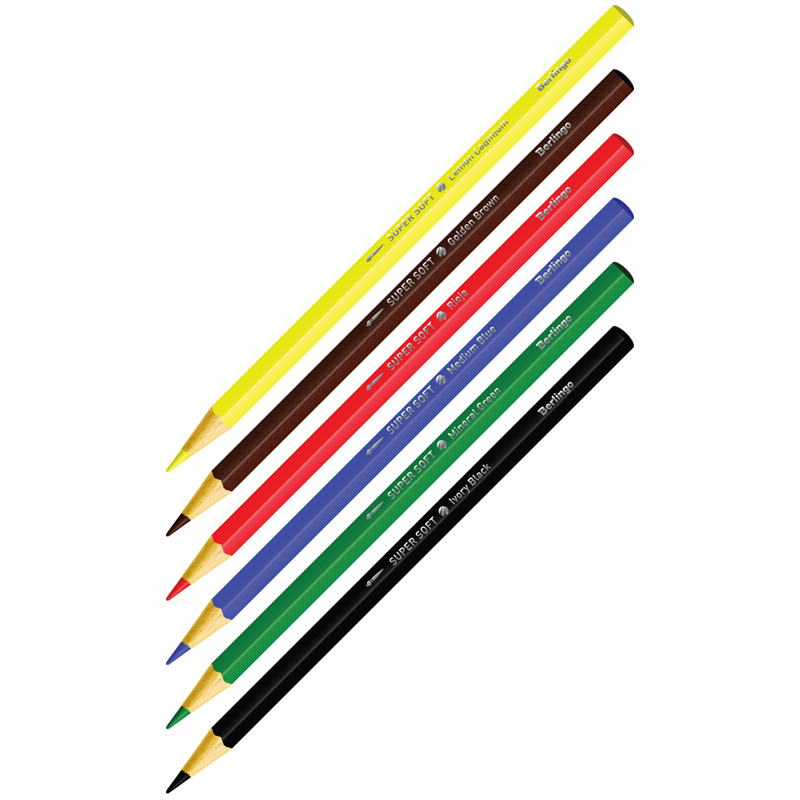 Карандаши акварельные 6 цветов Berlingo SuperSoft, Рыбки (L=180мм, D=7мм, 3гр), 24 уп
