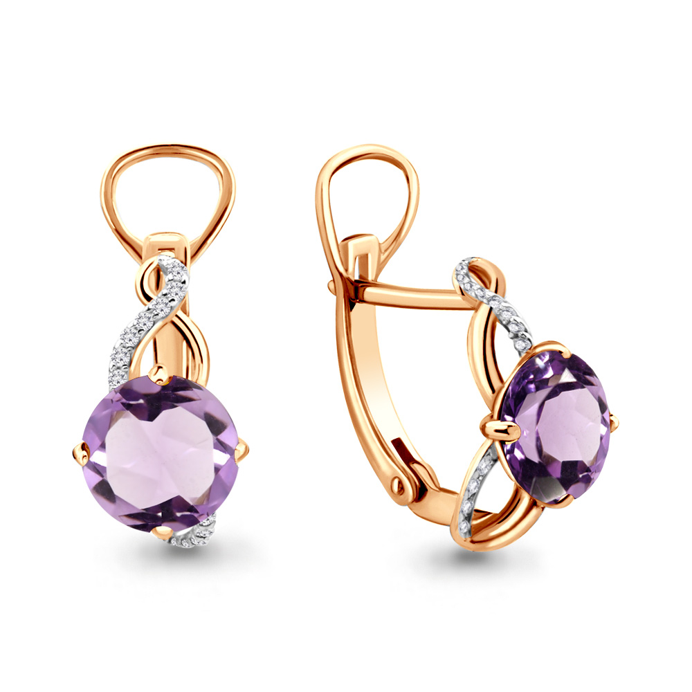 

Серьги из серебра с аметистом Aquamarine 4441804А_925_з, 4441804А_925_з