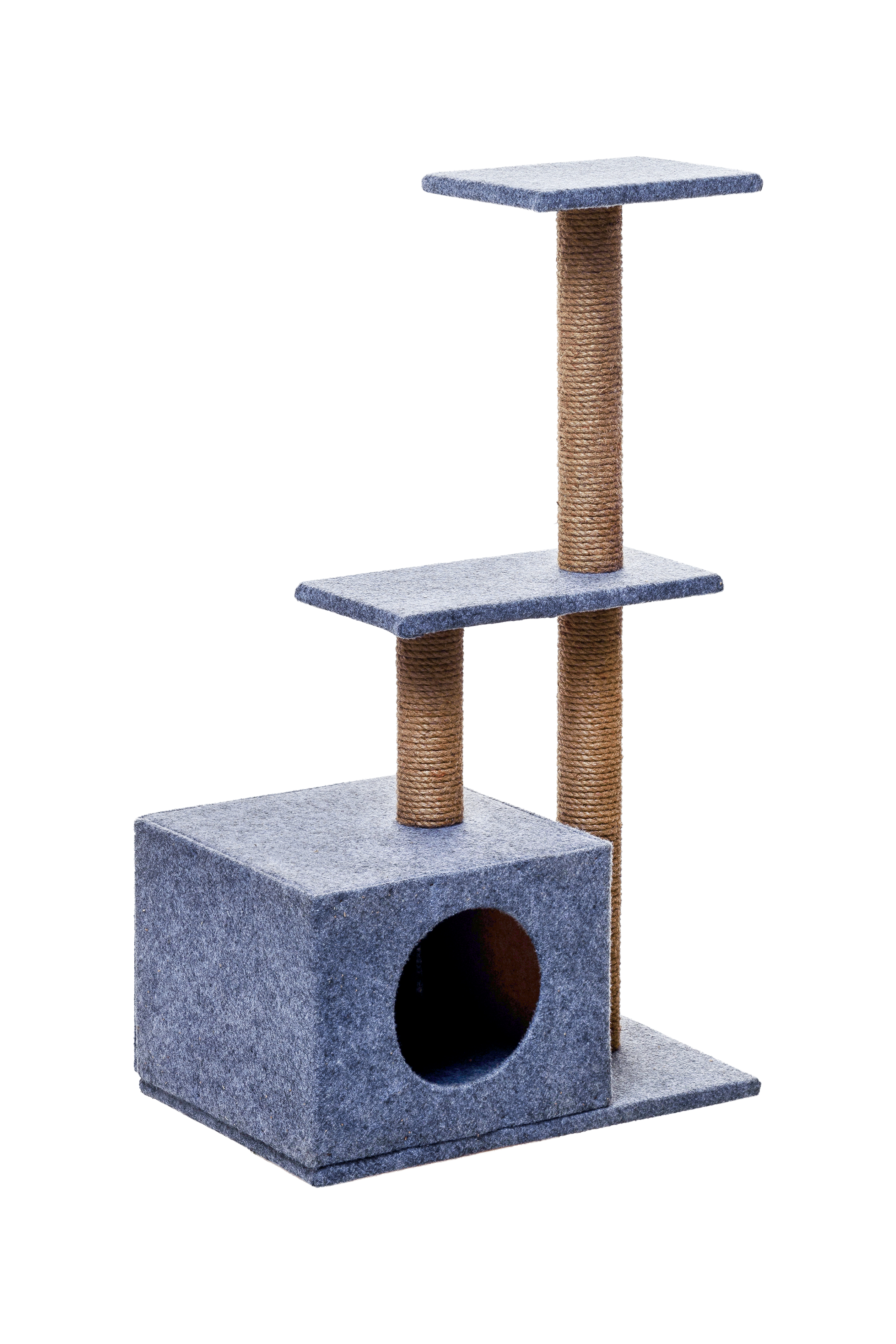 фото Когтеточка-домик для кошек вака дога, 60х40х115 см, серый войлок