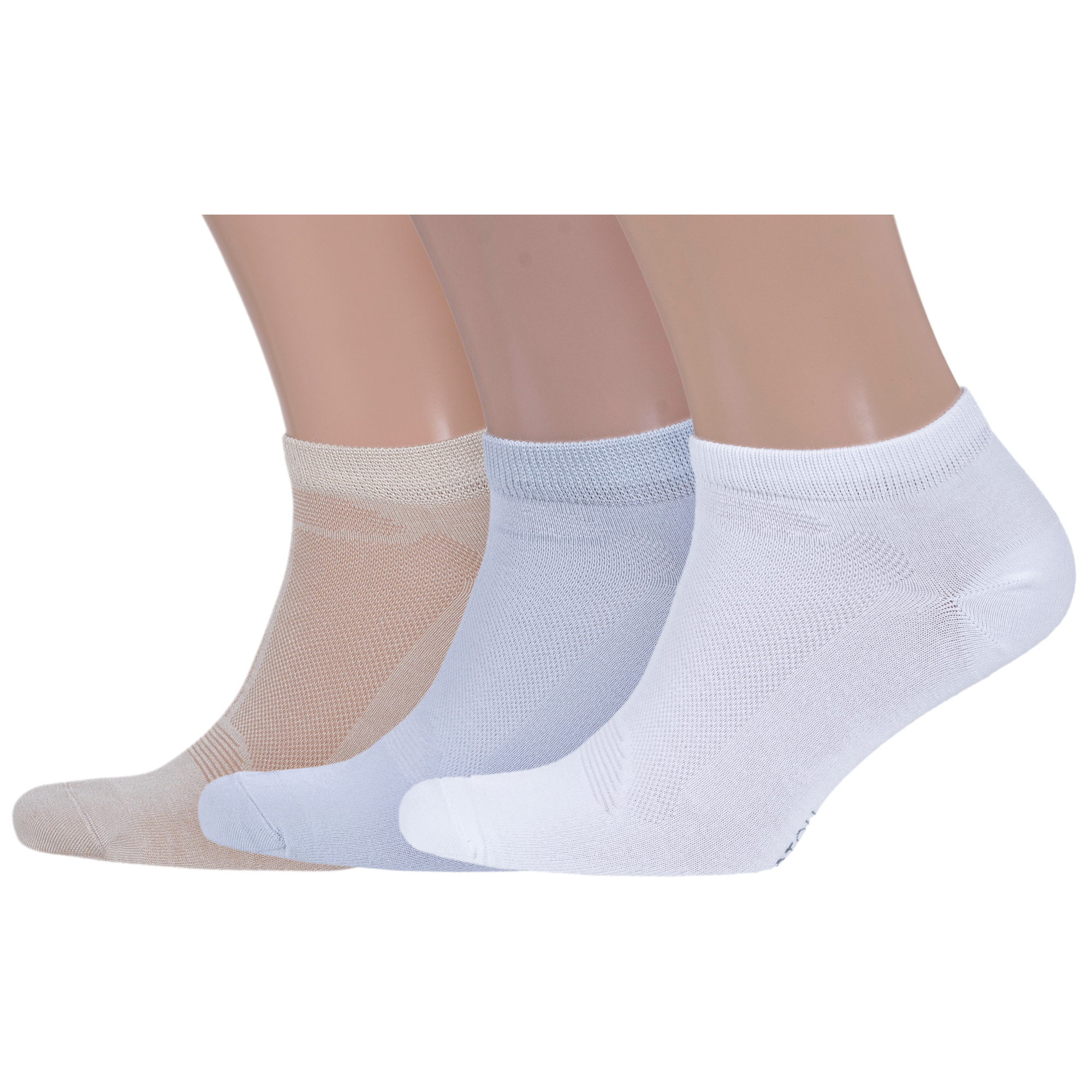 

Комплект носков унисекс Grinston socks 3-15D33 бежевых; серых; белых 23-25, 3-15D33