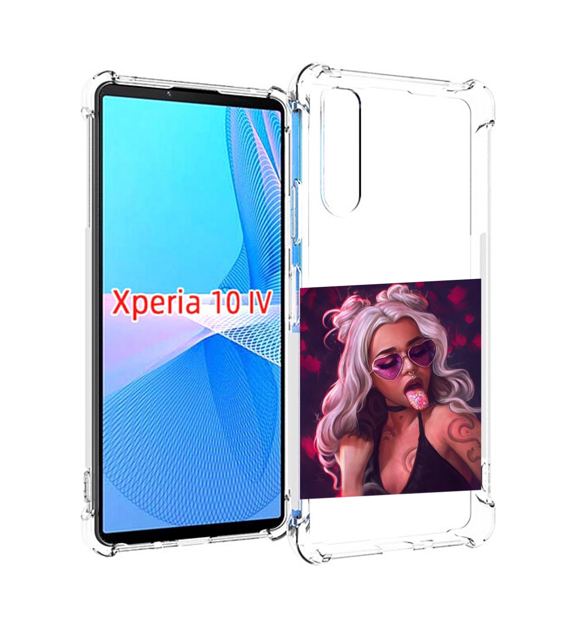 

Чехол MyPads блестящий-язык женский для Sony Xperia 10 IV (10-4), Прозрачный, Tocco