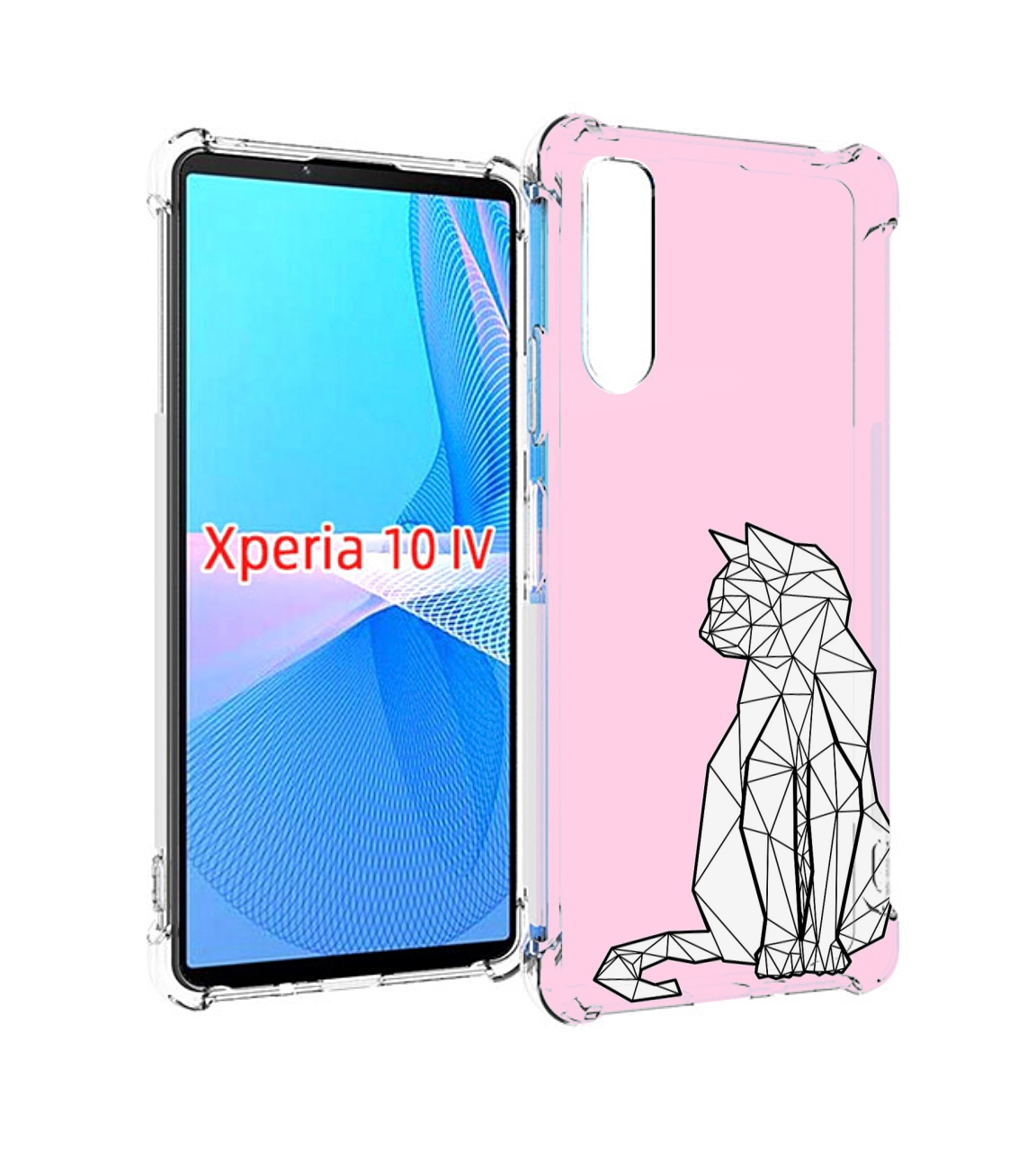 

Чехол MyPads белый котик с гранями для Sony Xperia 10 IV (10-4), Прозрачный, Tocco