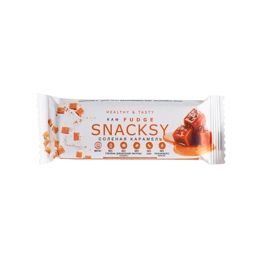 Батончик Snacksy Raw Fudge с соленой карамелью 55 г 214₽