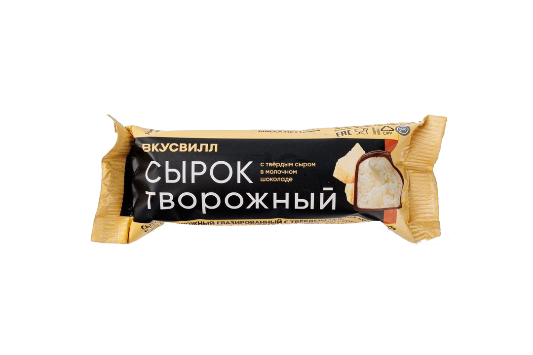 

Сырок творожный ВкусВилл с твердым сыром в молочном шоколаде 23% 55 г