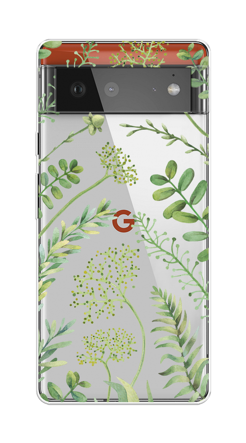 

Чехол на Google Pixel 6 "Green Leaves", Зеленый;прозрачный, 270850-1