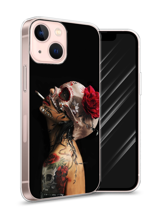 

Чехол Awog на Apple iPhone 13 mini / Айфон 13 mini "Девушка с черепом", Разноцветный, 14150-9