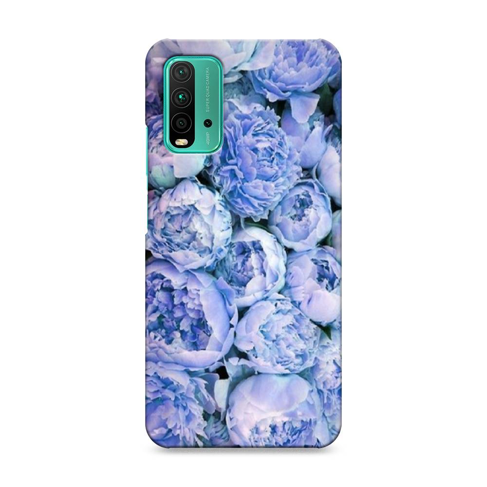 фото Пластиковый чехол "пионы голубые" на xiaomi redmi 9t awog