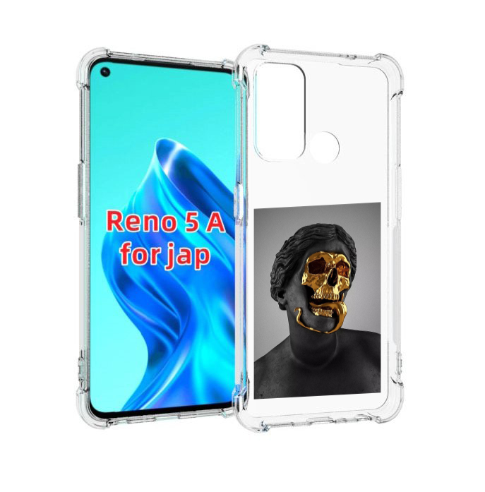 

Чехол MyPads золотой череп в статуе для Oppo Reno 5A, Прозрачный, Tocco