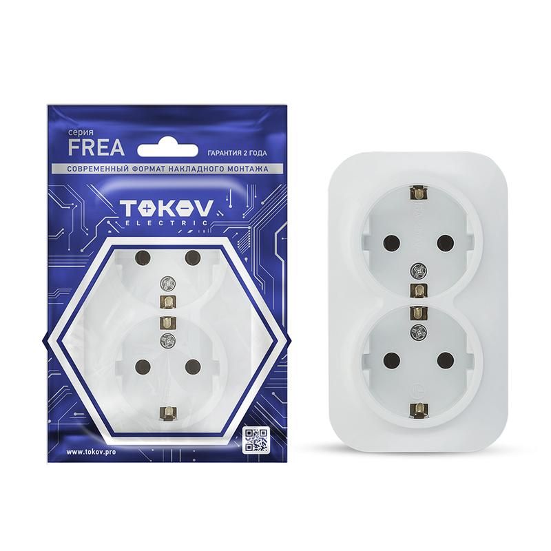 

Розетка 2-м ОП Frea 16А IP20 250В с заземл. АБС-пластик бел. TOKOV ELECTRIC TKE-FR-R2Z-C01, Белый