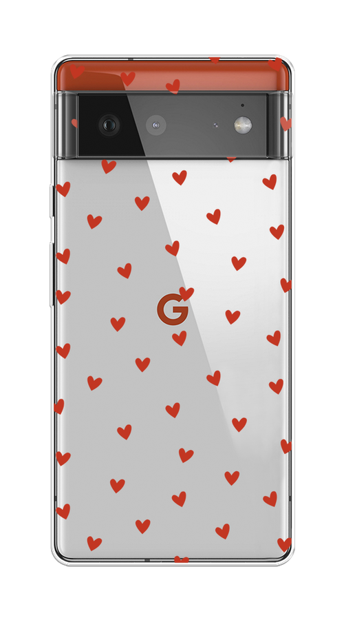 

Чехол на Google Pixel 6 "Red hearts", Красный;прозрачный, 270850-1