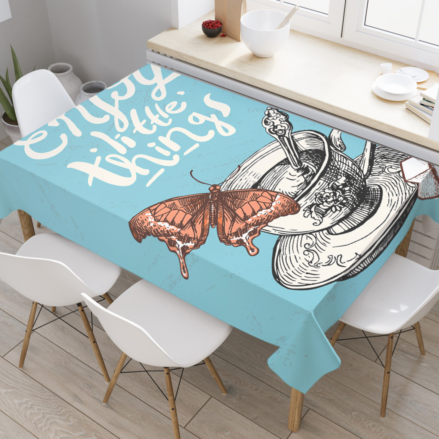 

Скатерть прямоугольная JoyArty "Наслаждение в чашке чая" из оксфорда, 180x145 см, Голубой, Наслаждение в чашке чая