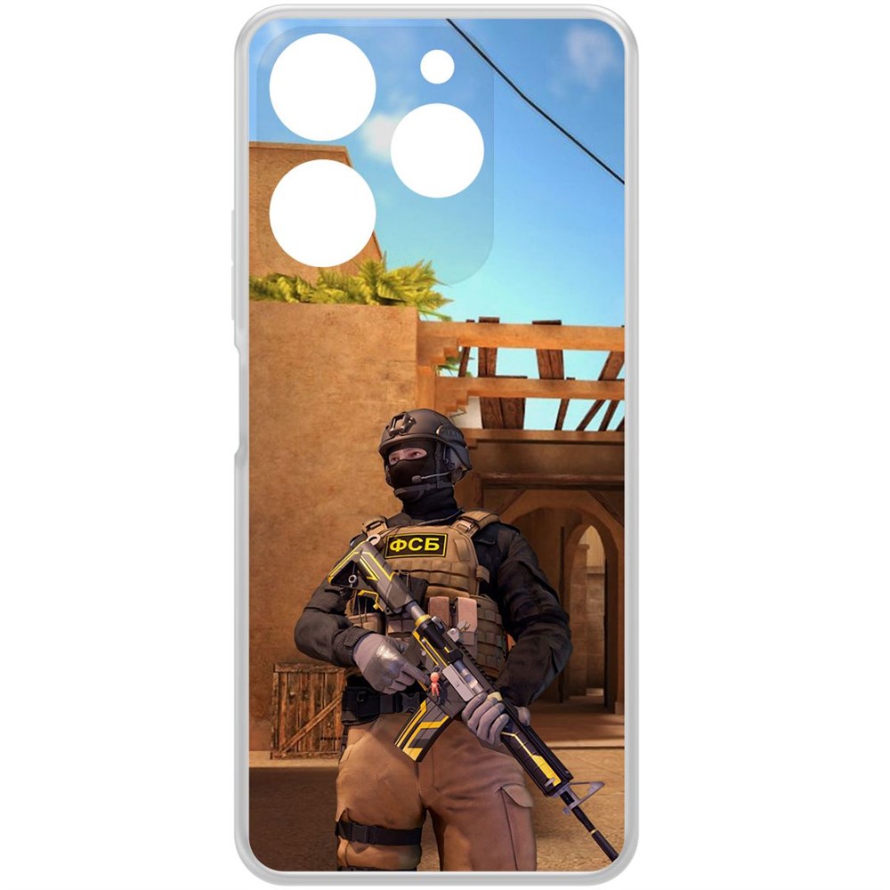 

Чехол-накладка Krutoff Clear Case Cтандофф 2 (Standoff 2) - ФСБ для TECNO Spark 10 Pro, Прозрачный
