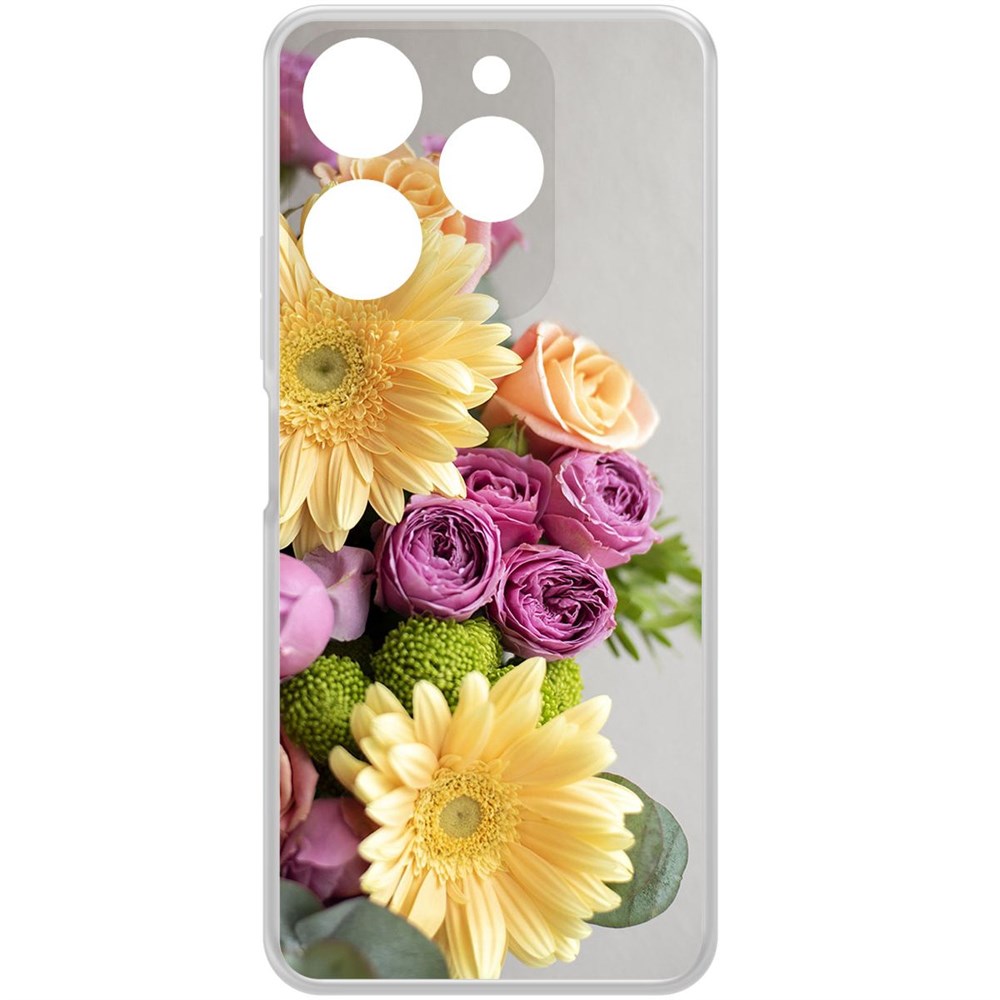 

Чехол-накладка Krutoff Clear Case Букет для Tecno Spark 10 Pro, Прозрачный