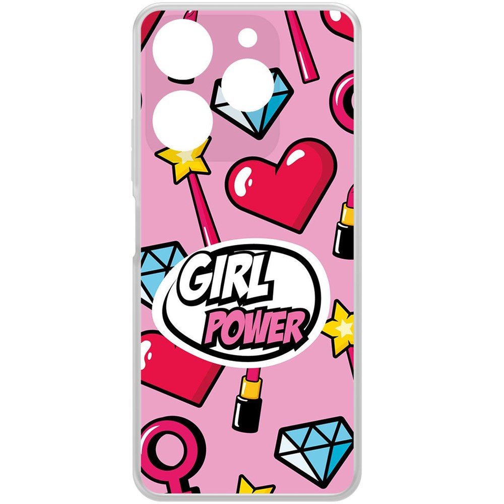 

Чехол-накладка Krutoff Clear Case Girl Power для Tecno Spark 10 Pro, Прозрачный