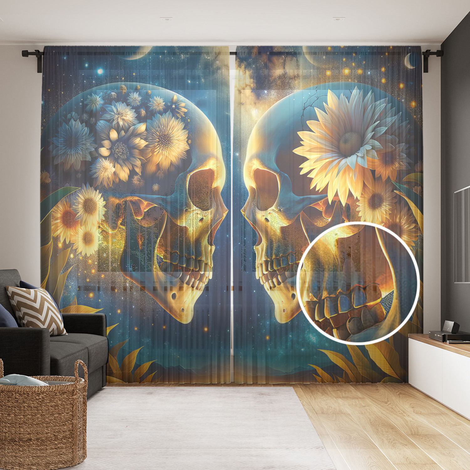 

Тюль JoyArty Черепа и космос 290x265, tul_sd1565_145x265