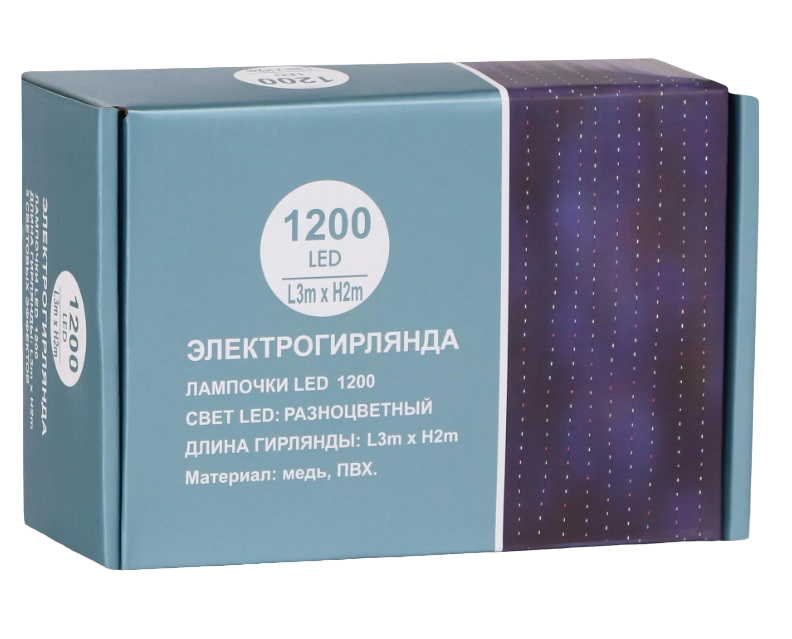 фото Гирлянда занавес best technology 1200 led разноцветный свет 2 х 1,5 м