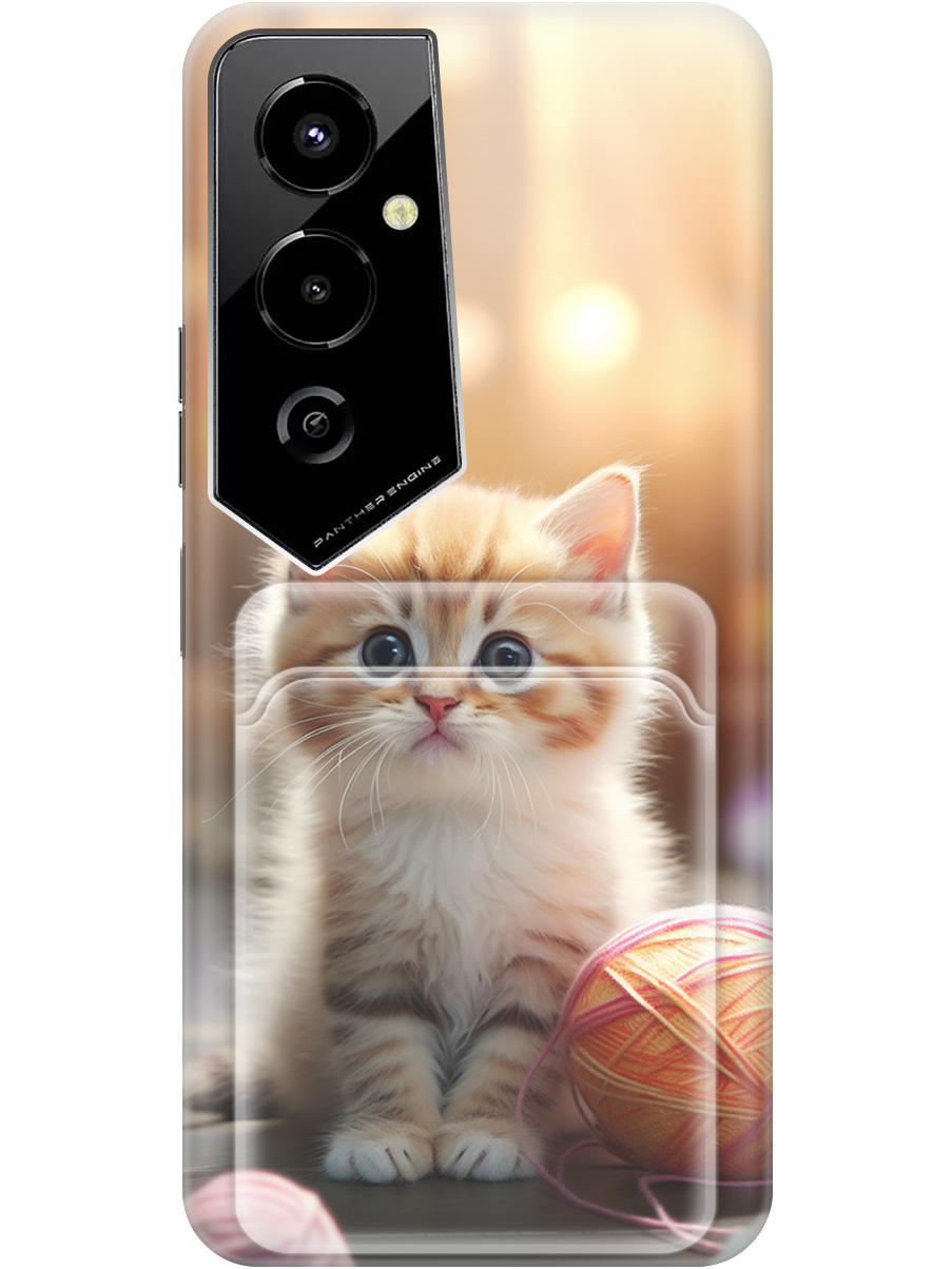 

Силиконовый чехол на Tecno Pova 4 Pro с рисунком "Котик и нитки", Белый;желтый;розовый, 20012009