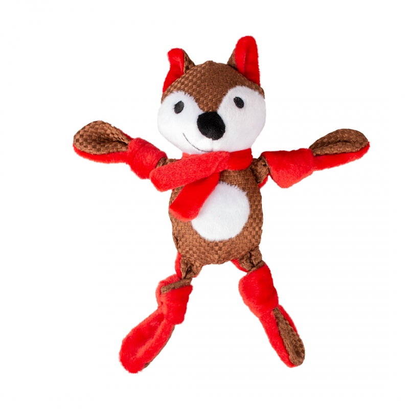 фото Мягкая игрушка для собак duvo+ новогодний лис, коричневый, 31 см,