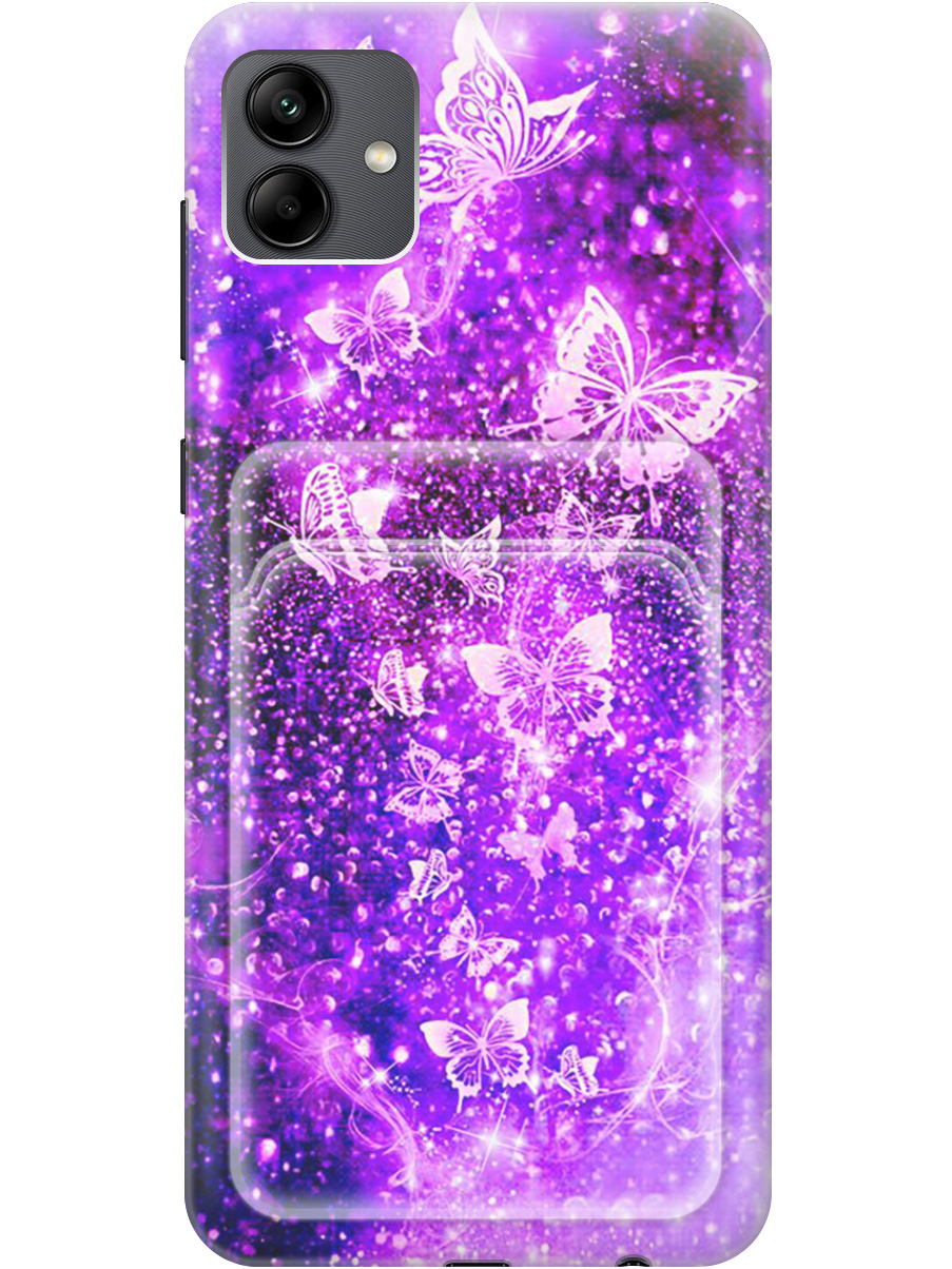

Силиконовый чехол на Samsung Galaxy A04 с рисунком "Фиолетовые бабочки", Фиолетовый;черный, 20012001