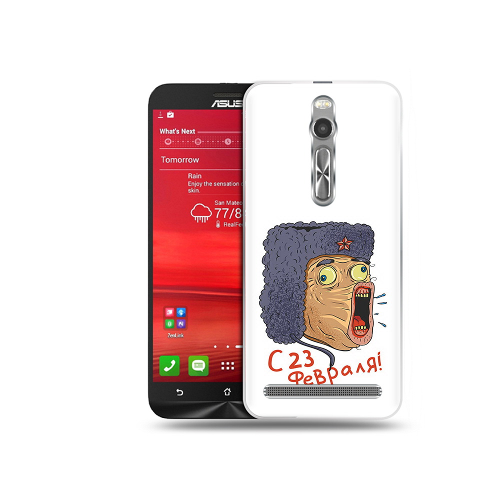 

Чехол MyPads Tocco для Asus Zenfone 2 (ZE550ML) 23 февраля смешная эмоция (PT11329.657.15), Прозрачный, Tocco