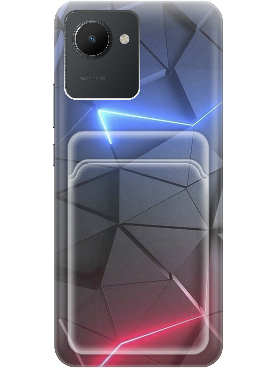

Силиконовый чехол на realme C30 с рисунком "Графитовые грани", Серый;синий, 20011998