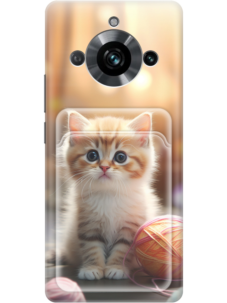 

Силиконовый чехол на Realme 11 Pro / 11 Pro+ с рисунком "Котик и нитки", Белый;желтый;розовый, 20011996