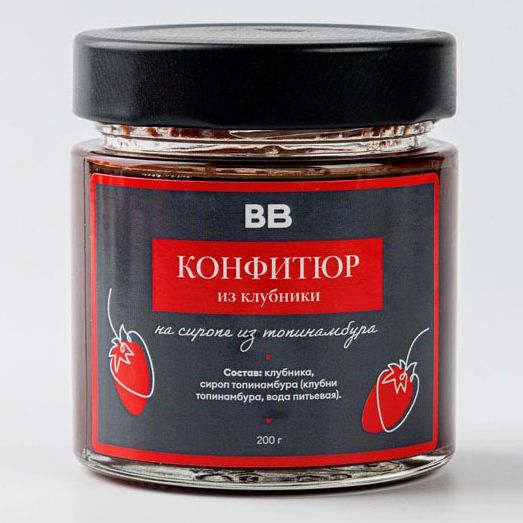 

Конфитюр ВкусВилл из клубники на сиропе из топинамбура 200 г