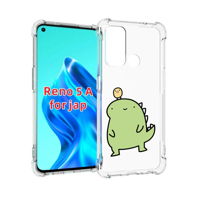 

Чехол MyPads зеленый-динозаврик детский для Oppo Reno 5A, Прозрачный, Tocco