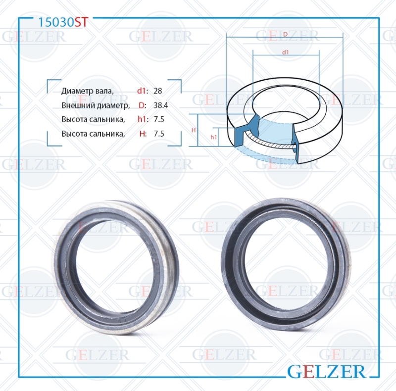 

Сальник рулевой рейки 28*38.4*7.5 (1PMA) GELZER 15030ST
