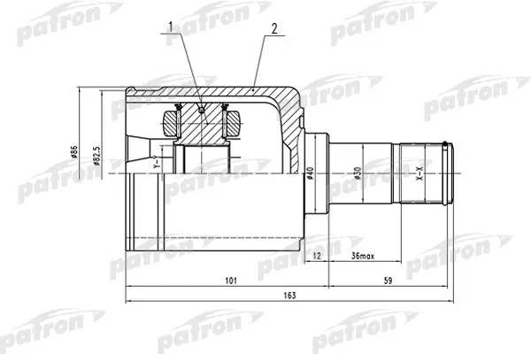 ШРУС внутренний левый 29x40x35 HONDA PILOT YF4 09- PATRON PCV1513