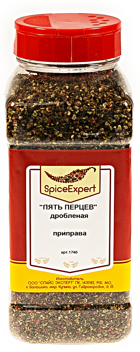 фото Приправа "пять перцев" дробленая 500гр (1000мл) банка spicexpert spiceexpert