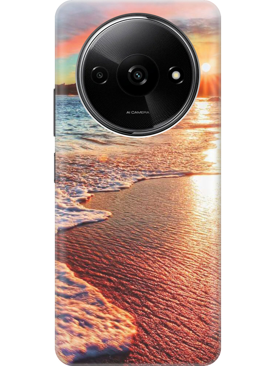 

Силиконовый чехол на Xiaomi Redmi A3 с рисунком "Залитый светом пляж", Оранжевый;коричневый, 20012118