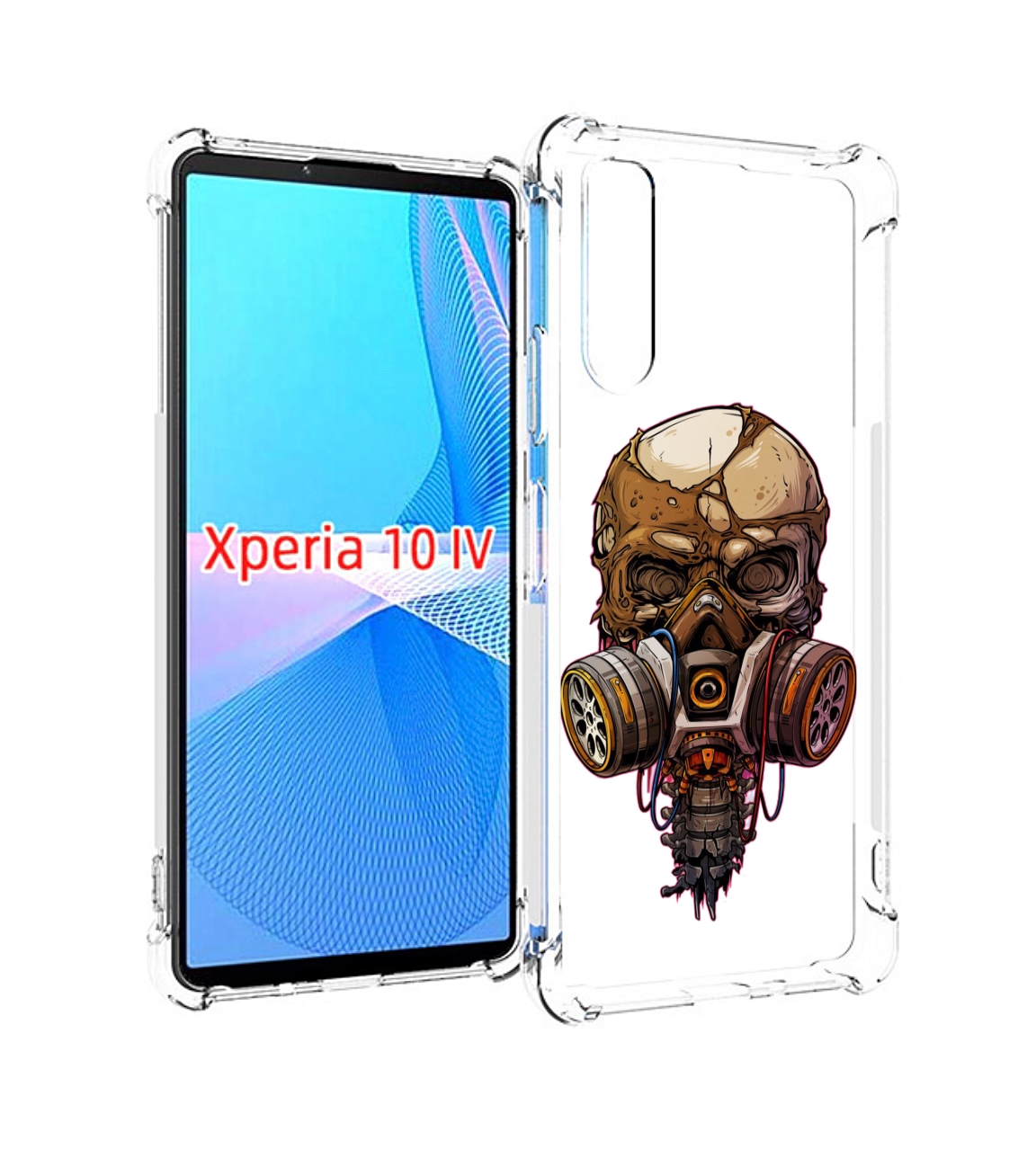 

Чехол MyPads Красочный человеческий череп с противогазом для Sony Xperia 10, Прозрачный, Tocco