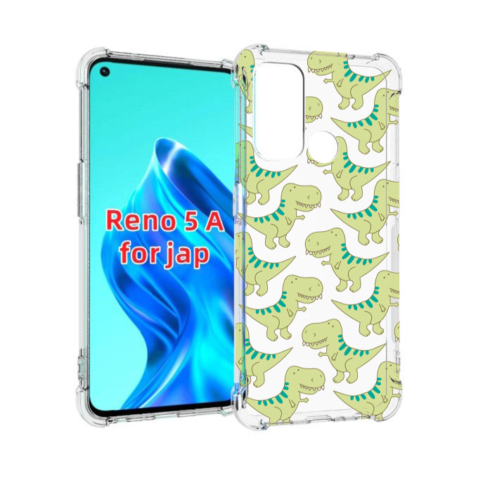 

Чехол MyPads зеленые-динозаврики для Oppo Reno 5A, Прозрачный, Tocco