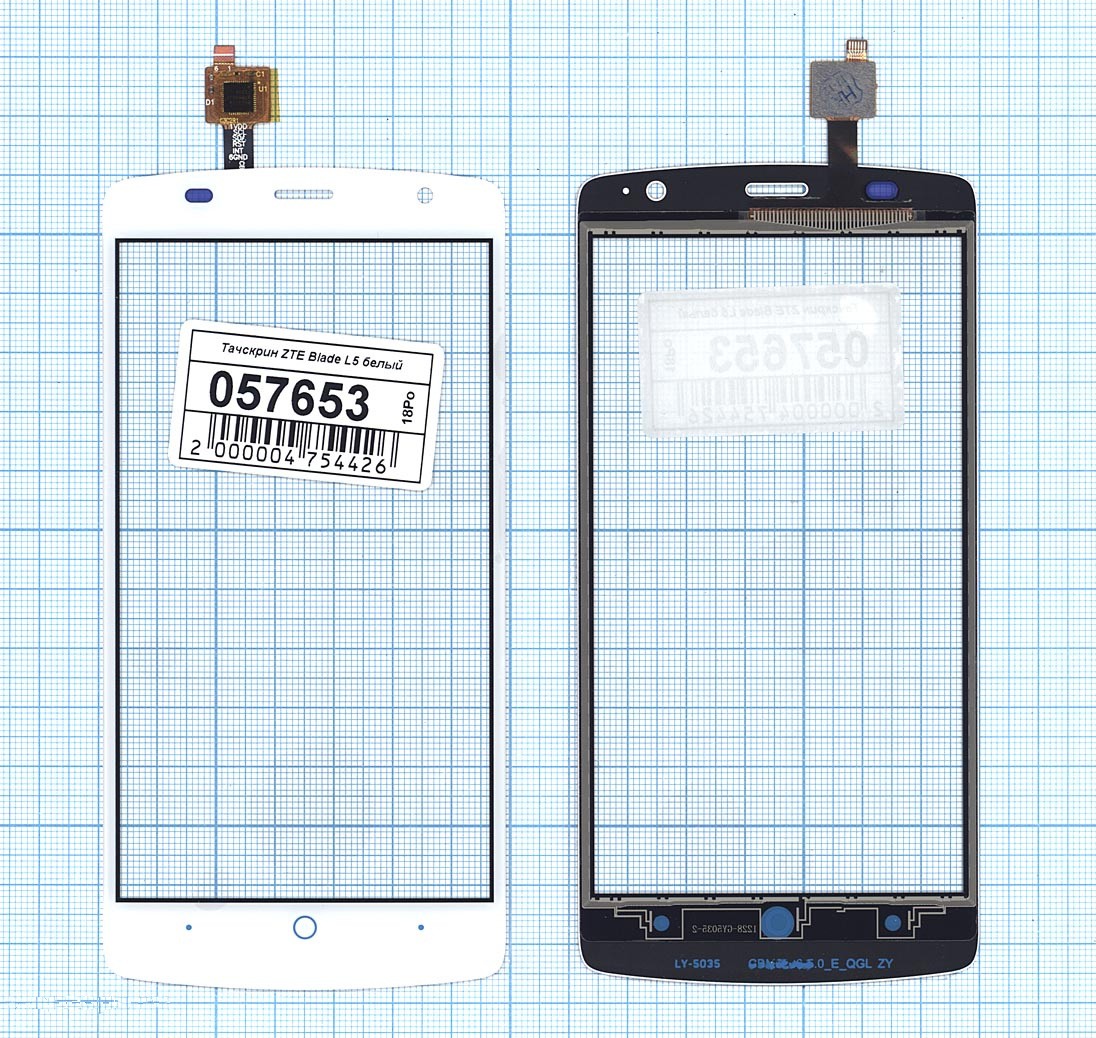 

Сенсорное стекло (тачскрин) для ZTE Blade L5 белое, Белый, для ZTE Blade L5