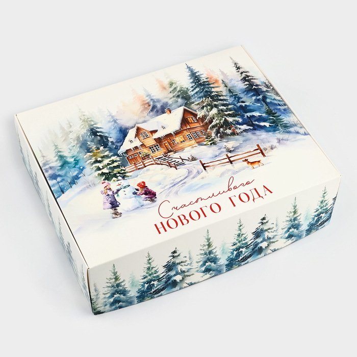 

Коробка подарочная Дарите Счастье Счастливого Нового года 31 х 24.5 х 9 см, Белый