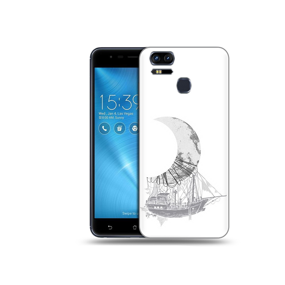 

Чехол MyPads Tocco для Asus ZenFone 3 черно белый корабль полумесяц (PT51214.656.684), Прозрачный, Tocco