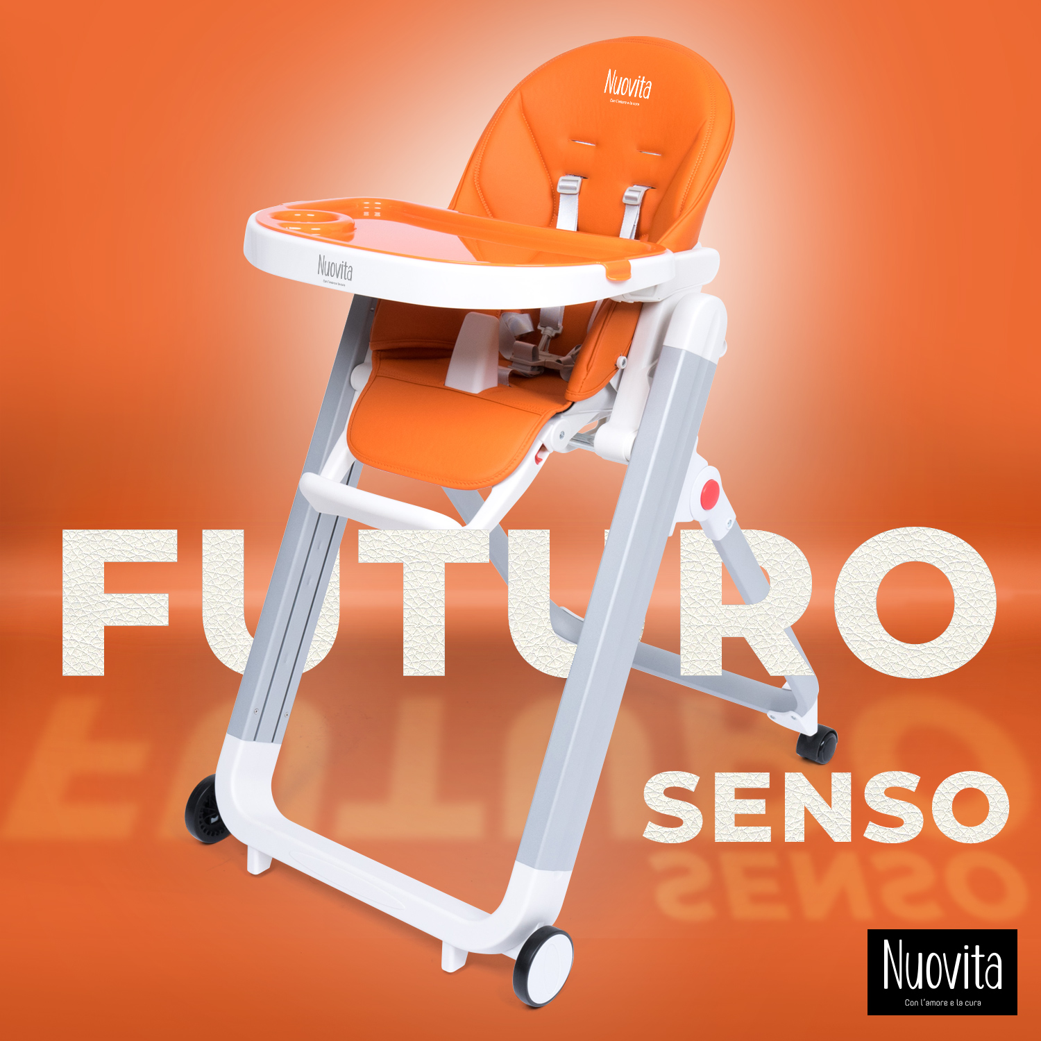 Стульчик для кормления Nuovita Futuro Senso Bianco (Arancione/Оранжевый) фляга велосипедная green cycle stripes 0 6 л с большим соском серебристый оранжевый серебристый