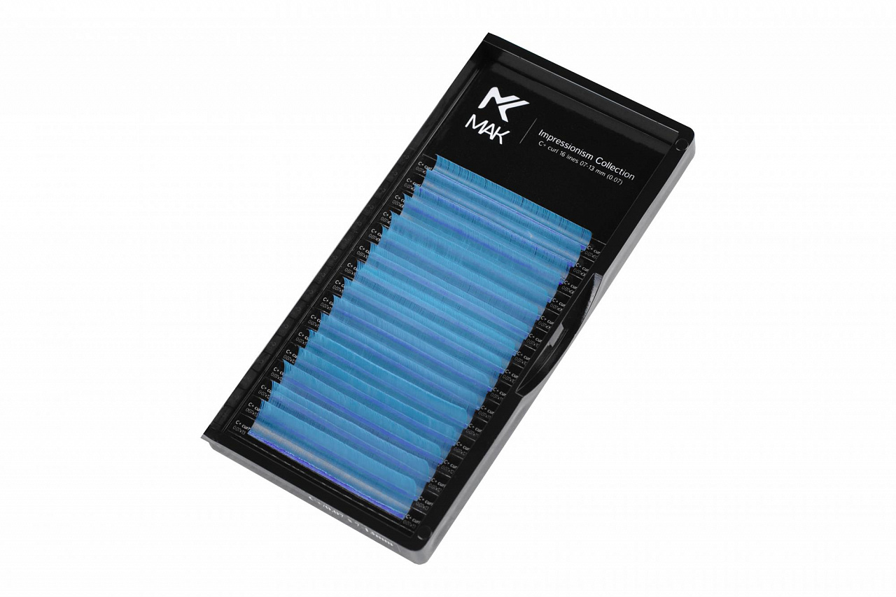 Цветные ресницы MAK (Blue Sea) МИКС (16 линий) C+ 0.10 7-13mm