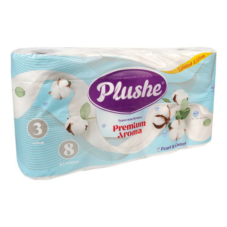 Туалетная бумага "Premium Aroma", Plushe, 8 рулонов, 3 слоя. Туалетная бумага Plushe Premium Aroma. Бумага Plushe 8 рулонов.