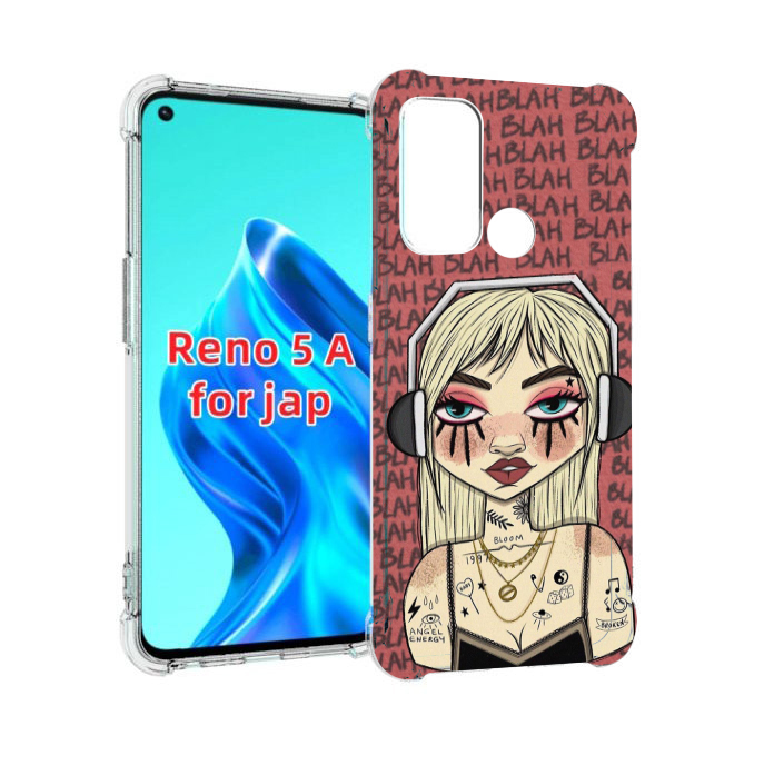 

Чехол MyPads дерзкая-девушка-в-наушниках женский для Oppo Reno 5A, Прозрачный, Tocco