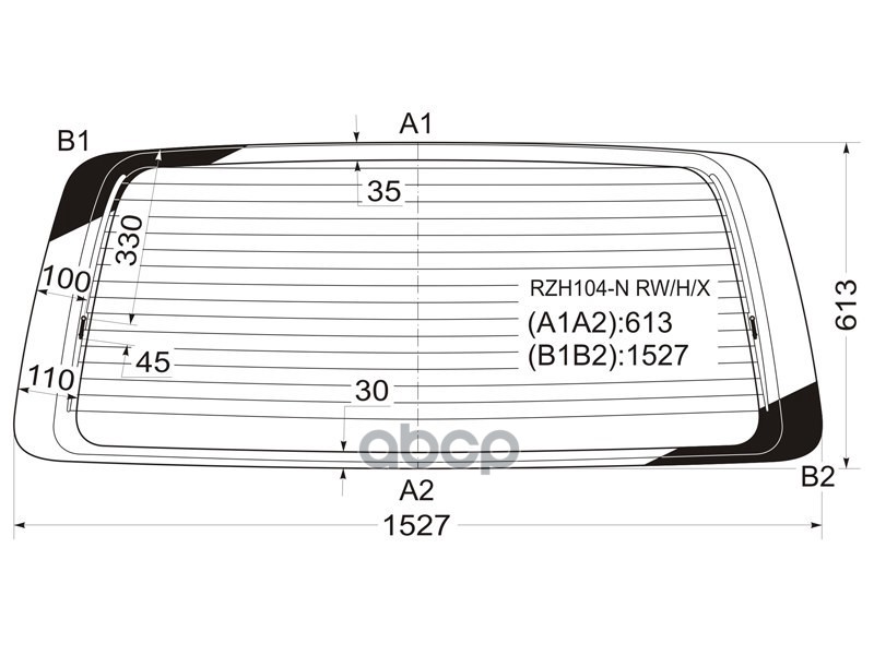 Стекло Заднее С Обогревом В Клей Toyota Hiace Van 97-04 XYG арт. RZH104-N RW/H/X