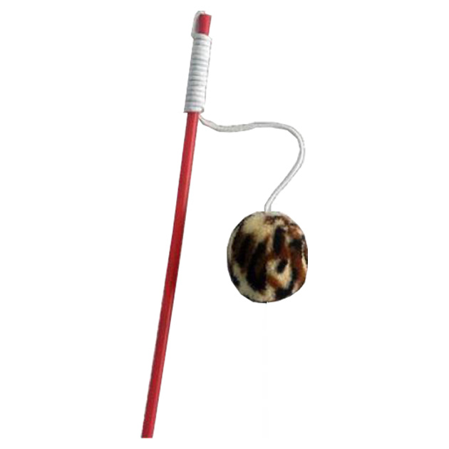 фото Дразнилка для кошек perseiline шарик на веревке, белый, коричневый, красный, 40 см