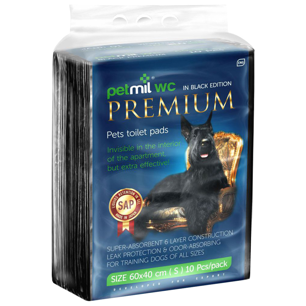 Пеленки для кошек и собак одноразовые Petmil Premium Black 60 x 40 см, 10 шт