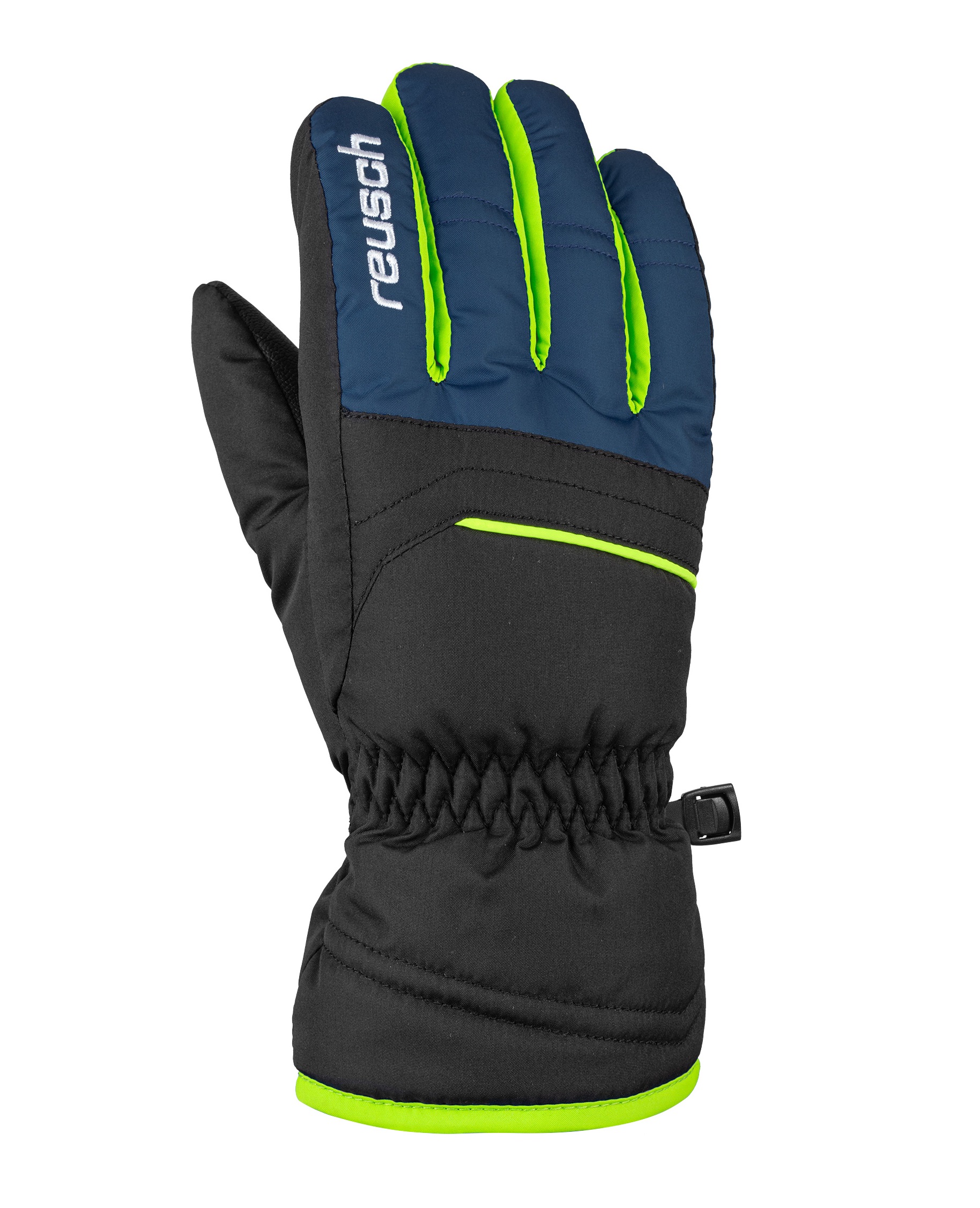 фото Перчатки reusch alan, black/dress blue/neon green, 5.5 inch
