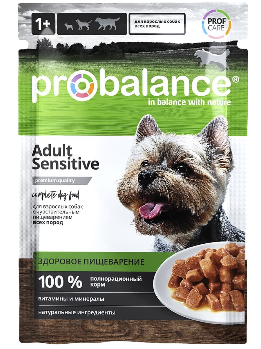 

Влажный корм для собак Probalance Sensitive, чувствительное пищеварение, 85 г, Sensitive