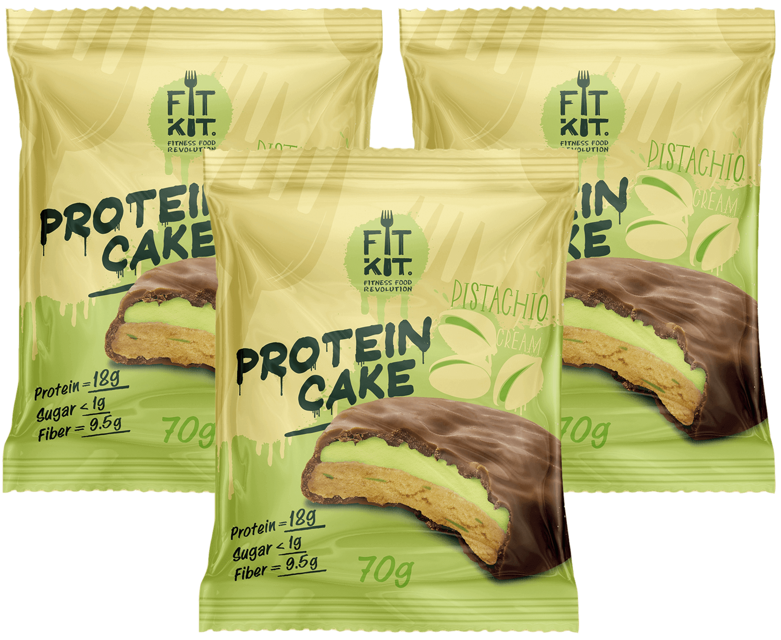 фото Печенье fit kit protein cake 3 70 г, 3 шт., фисташковый крем